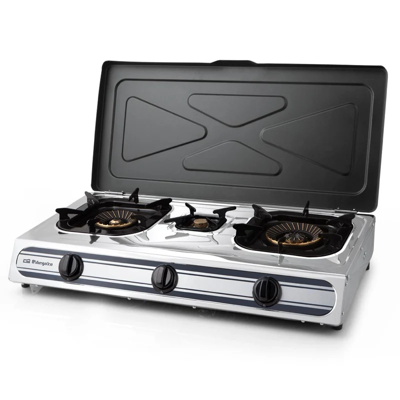 Orbegozo FO 3510 Hornillo Gas 3 Quemadores Triple Corona Inox 8,45 kW