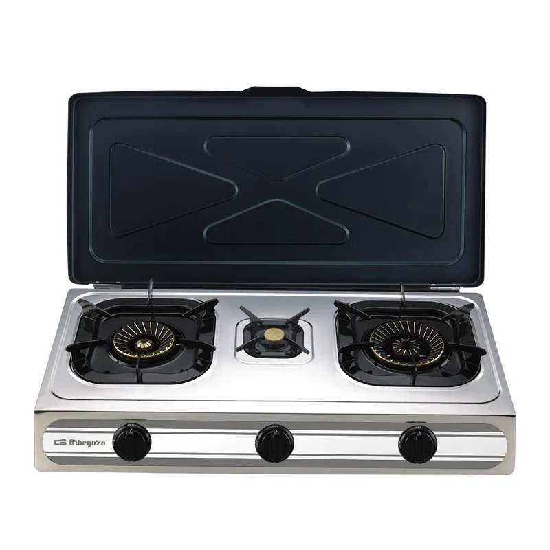 Orbegozo FO 3500 Hornillo Gas Inox 3 Fuegos con Tapa 8,45 kW