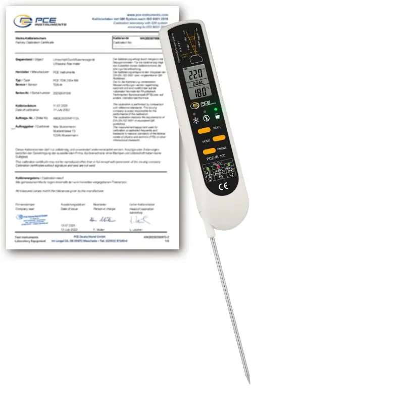 Termómetro para alimentos PCE-IR 100-ICA incl. certificado de calibración ISO
