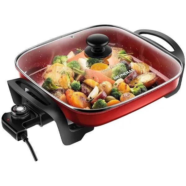 OLLA ELECTRICA MONDIAL MULTICOOK CUADRADA RED CERAMIC 220V PE-49-RC