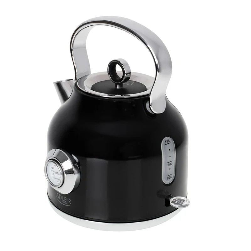 Hervidor de agua Adler AD 1346b Negro Plata Acero inoxidable 1850-2200 W 1,7 L