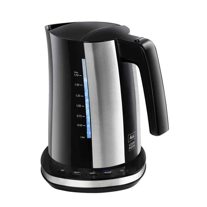 Hervidor de Agua y Tetera Eléctrica Melitta LOOK AQUA DELUXE BLACK EU Negro/Plata Acero inoxidable 2400 W 1,7 L