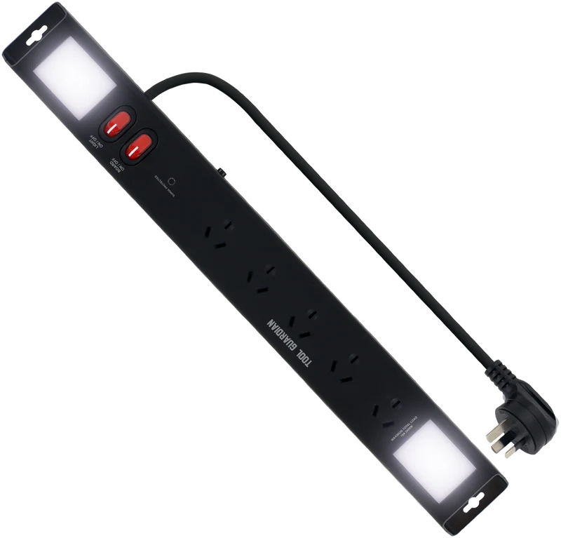 Tool Guardian 5-Way Wall Mountable Power Board with Worklight