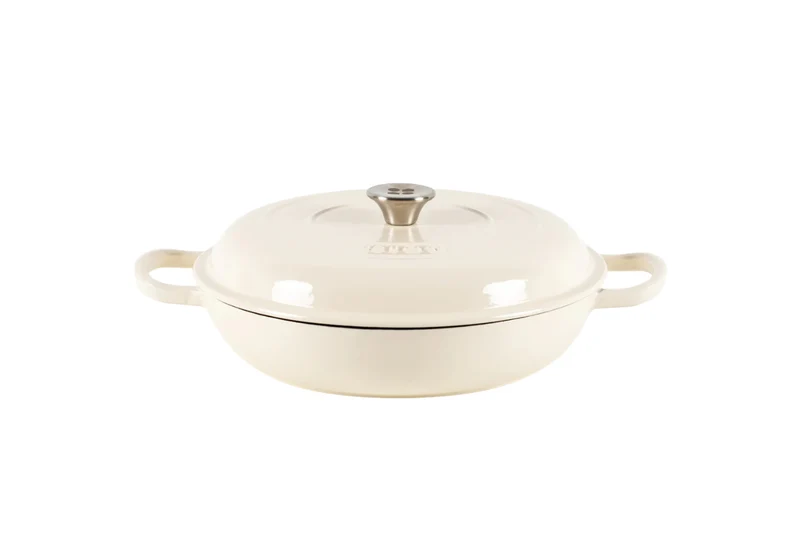 Cocotte redonda baja hierro fundido blanca 3,2L