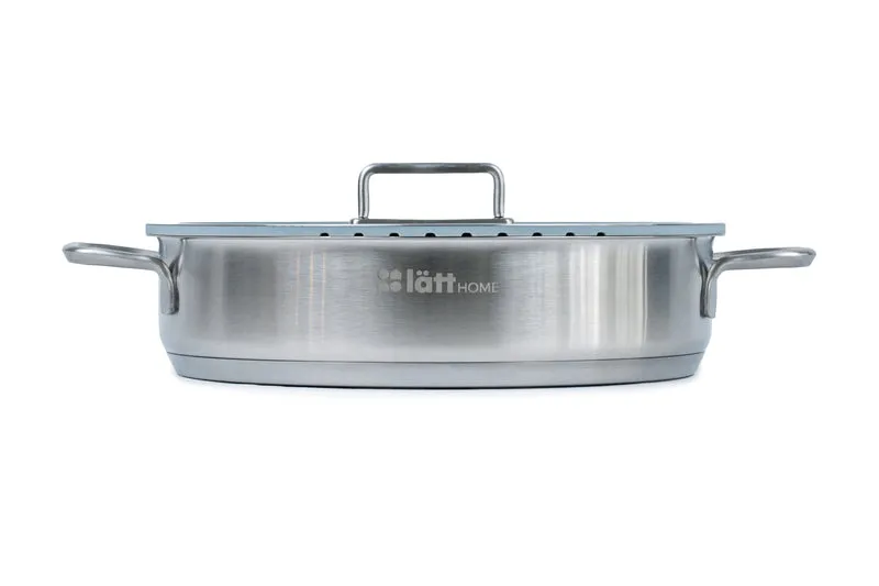 Cacerola baja acero inoxidable tapa cristal 30cm
