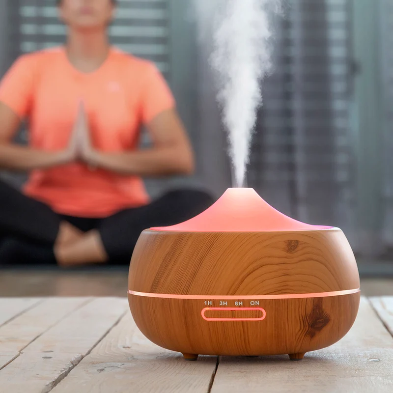 Humidificador Difusor de Aromas con LED Multicolor Efecto Madera InnovaGoods