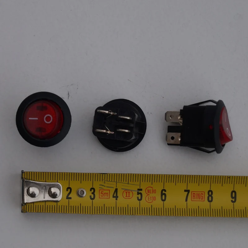 C5120729 INTERRUPTOR REDONDO ROJO 4 PATAS CON LUZ