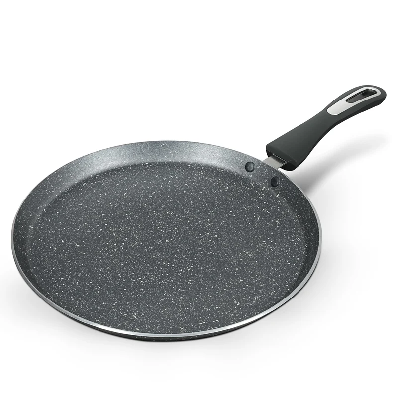 MIGO Nonstick Granite Tawa Pan 26 cm | Induction & Gas Compatible | Pure Grade Aluminium | Chrome Plated Handle | 1 Year Warranty