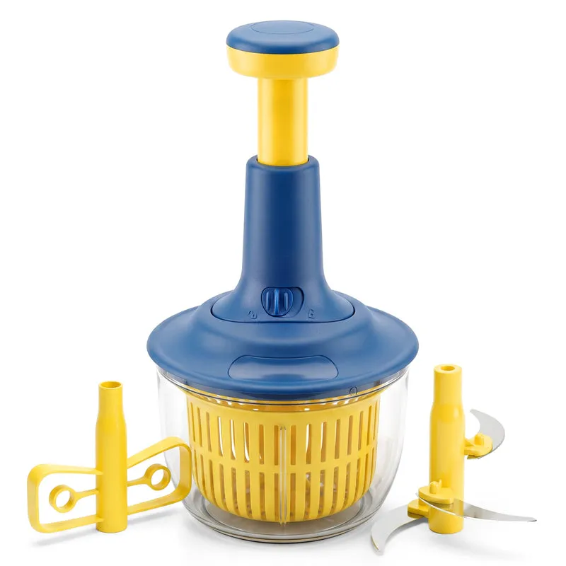 Push Chopper RD 1600 | SS 3-Blade Design | Easy Lock System | BPA-Free Transparent Bowl | Stable Round Base | Ergonomic Push Handle