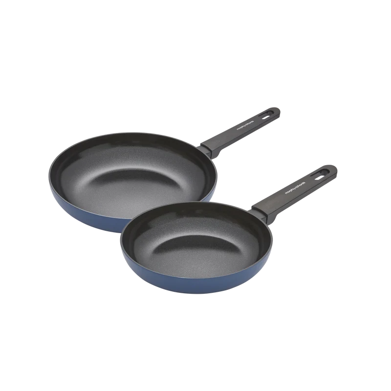 28cm and 20cm Recycled Aluminium Frying Pan Set - Blue