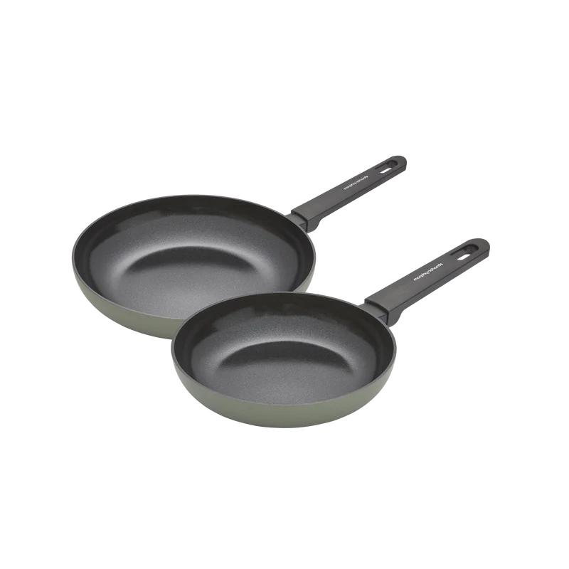 28cm and 20cm Recycled Aluminium Frying Pan Set - Green