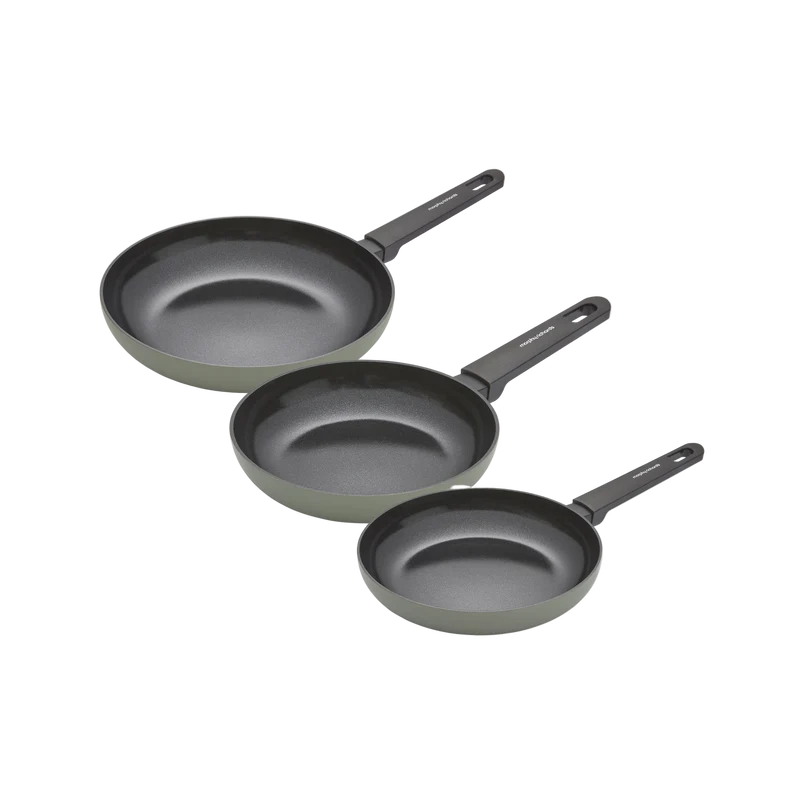 20cm, 24cm, 28cm Recycled Aluminium Frying Pan Set - Green