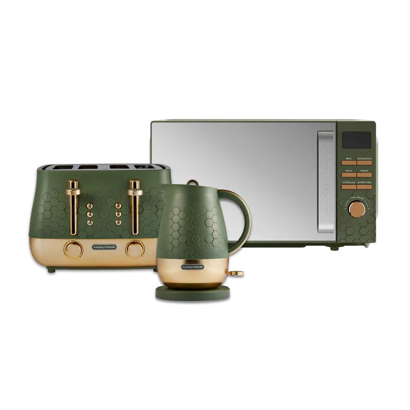 Cassini Green Microwave, Kettle and Toaster Set - Olivine