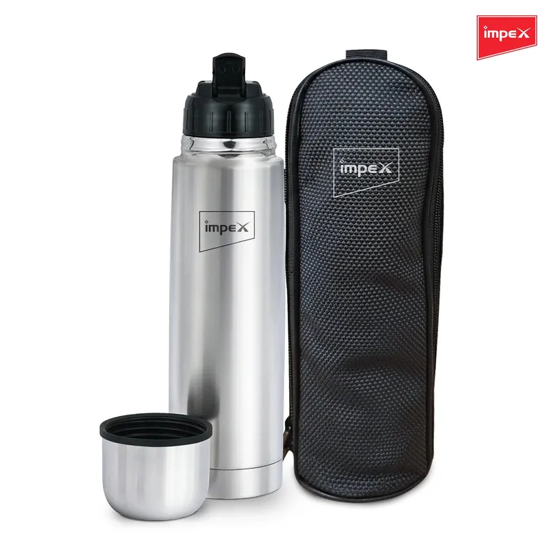 IFK 1000F Thermosteel Flask | 1000 ml | Double Walled | Hot & Cold Compatible | with Flip Lid | 1-Year Warranty
