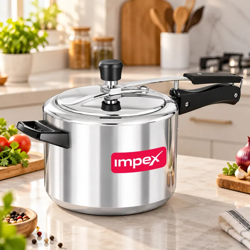 INSTAR IB5M 5 Litre Aluminium Inner Lid Pressure Cooker | Induction & Gas Compatible | Virgin Aluminium | 5-Year Warranty