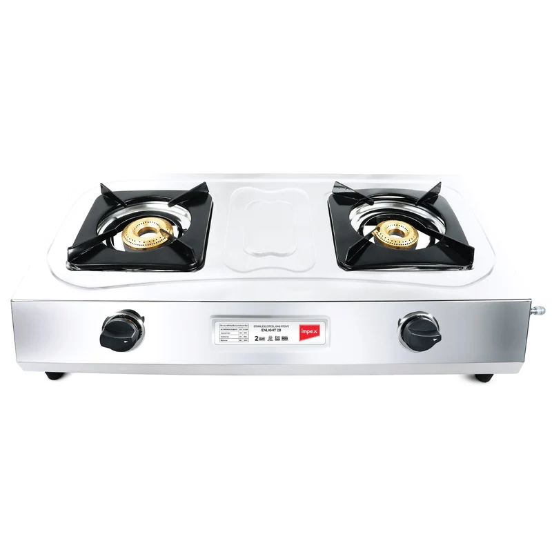 Enlight 2B Gas Stove | 2 Burner Stainless Steel Gas Stove | Durable SS Body | 2-Year Warranty