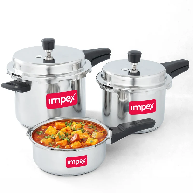 ECO Aluminium Pressure Cooker Combo Set (2L, 3L & 5L) | Induction & Gas Compatible | ISI Certified | Super Virgin Aluminium | Outer Lid | 5 Year Warranty