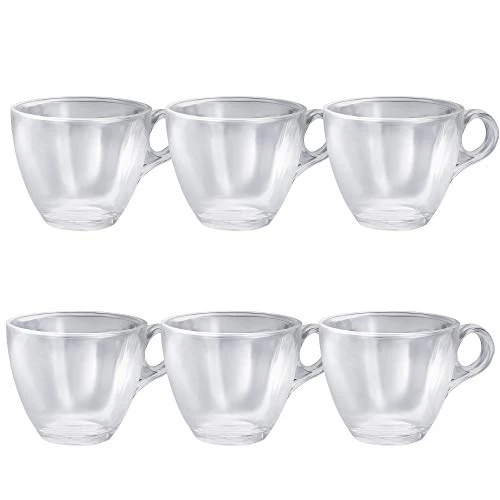 CLAIR 190 Glassware Set of 6 | 190ml Transparent Tea & Coffee Glasses