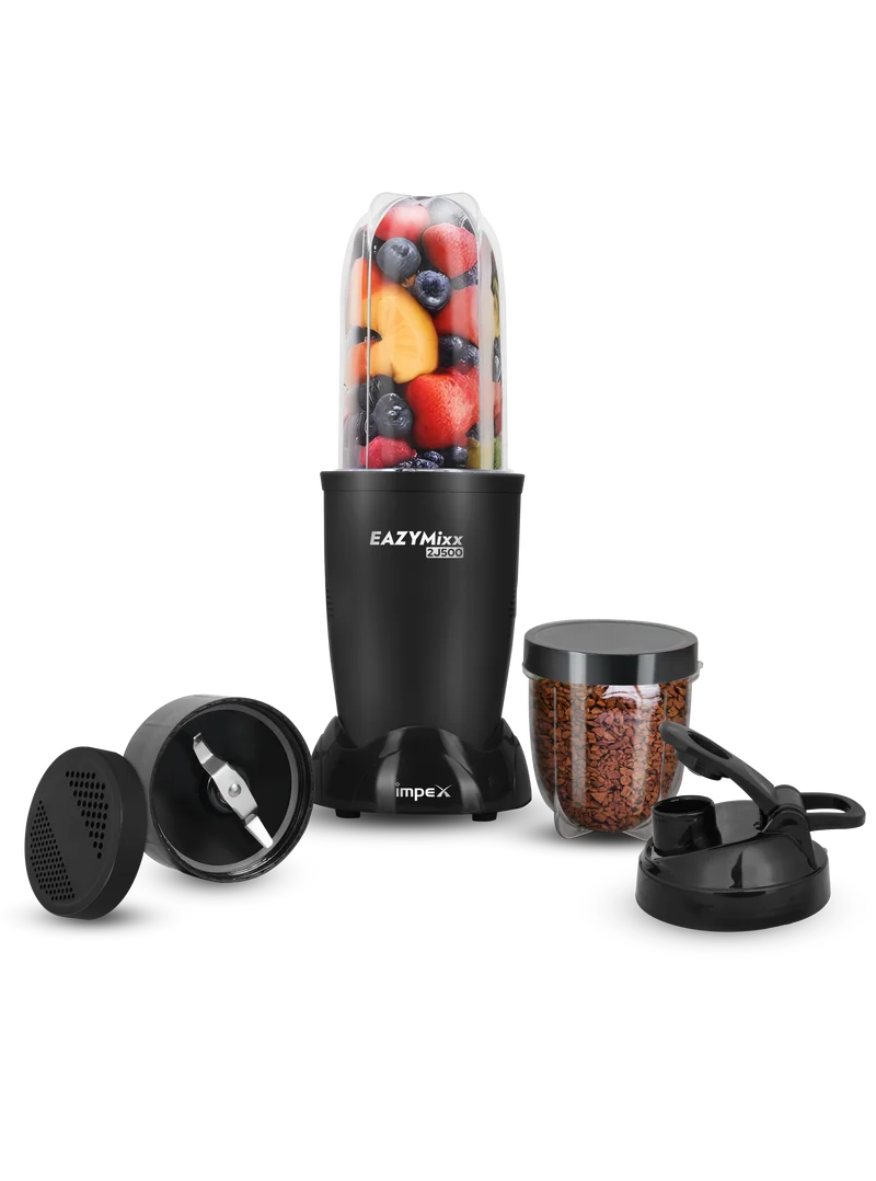 EAZYMIXX 2J500 500W Blender | 100% Copper Motor | 22,000 RPM | 2 Jars | Black | 2-Year Warranty