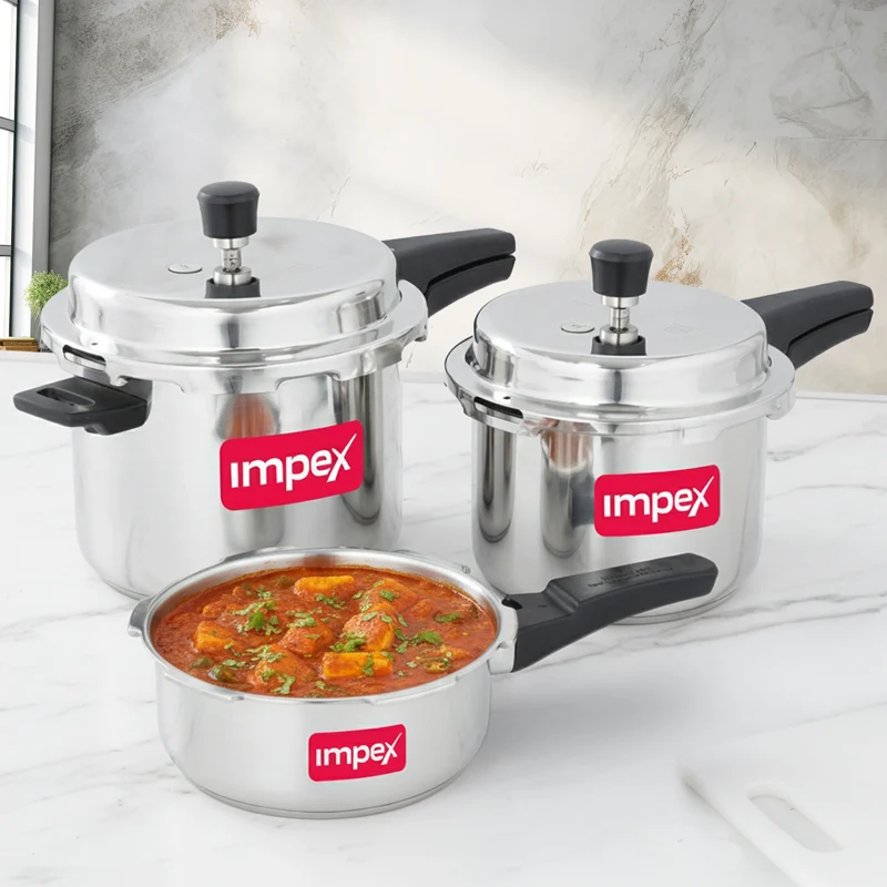 EP Stainless Steel Pressure Cooker Combo | 2L + 3L + 5L | Sandwich Bottom | Induction & Gas Compatible | 5-Year Warranty