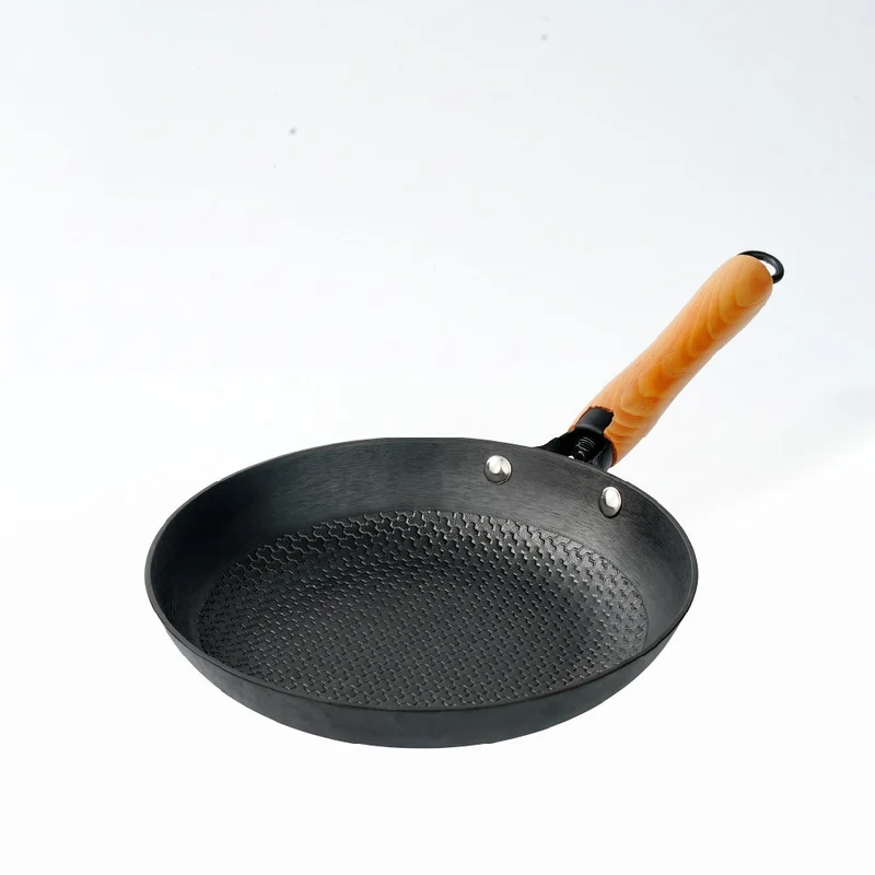 Cast Iron Fry Pan | Pre-Seasoned Natural Nonstick Surface | Nitride Protection | Wooden Handles | Less Oil Cooking | Gas & Induction Compatible | CIL FP24 BW