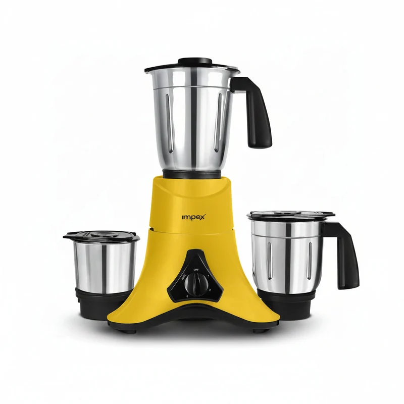 Grind Q 600 Mixer Grinder (Yellow, Black) | 3+2 Year Warranty | 600 W Mixer Grinder | 3 Jars