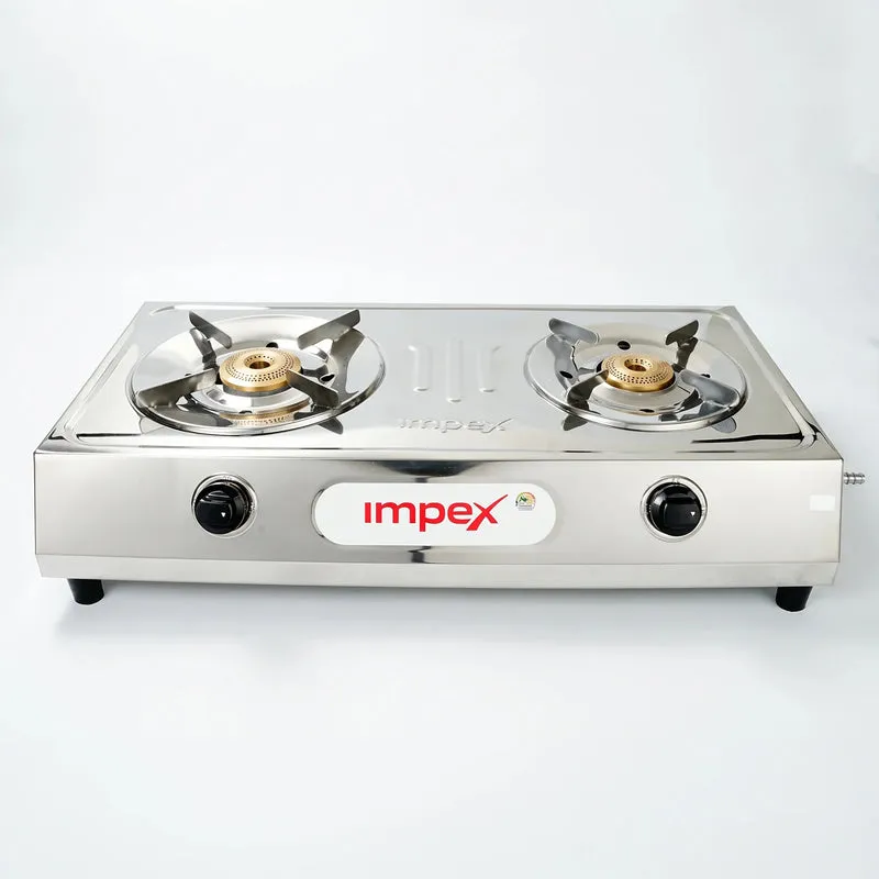 EFFICIO 2B LERC Stainless Steel 2 Burner Gas Stove | 74% Thermal Efficiency | High-Grade SS Body | 5-Year Warranty