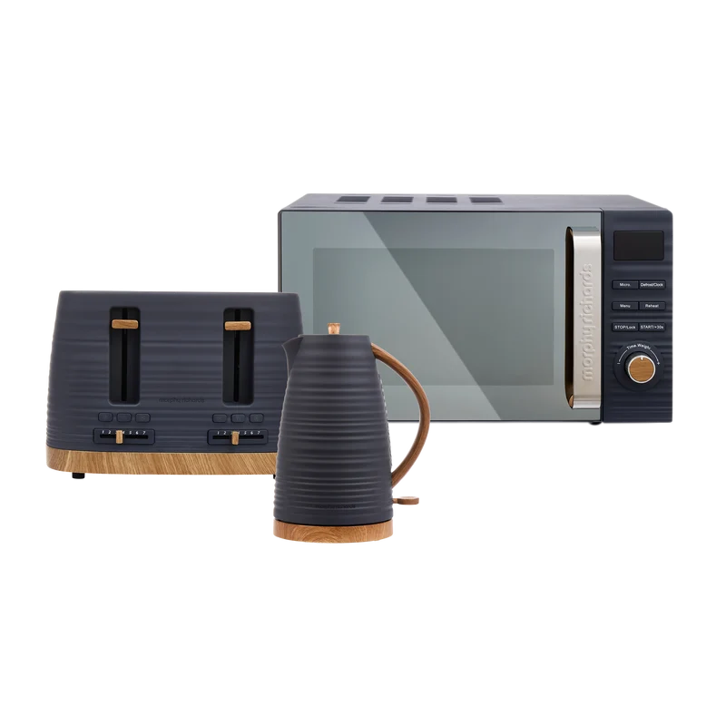 Grey Flint Clay Kettle, Toaster and Microwave Set