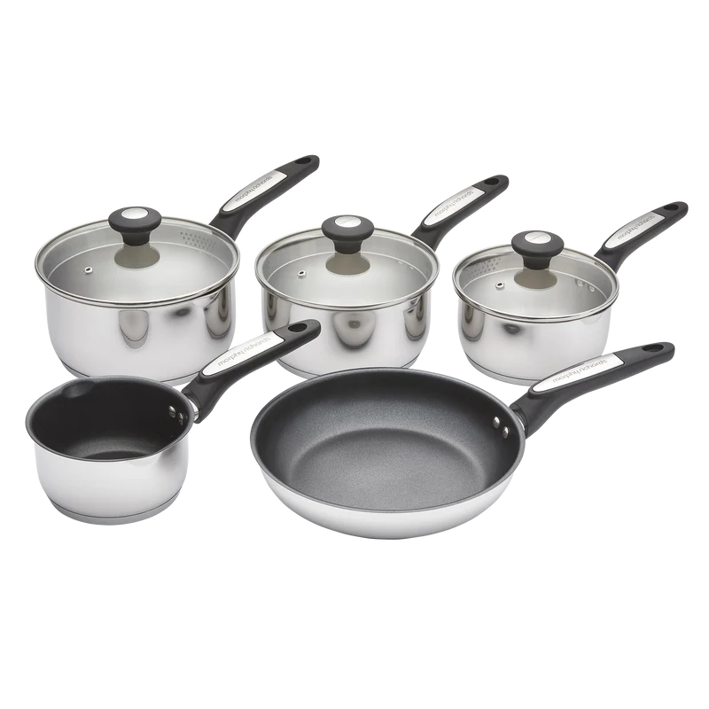 5 Piece Pouring Spout Stainless Steel Pan Set