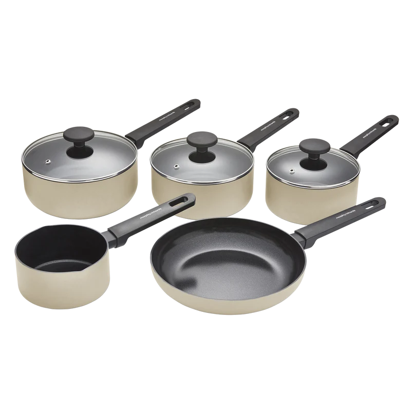 5 Piece Recycled Aluminium Saucepan Set - Cream
