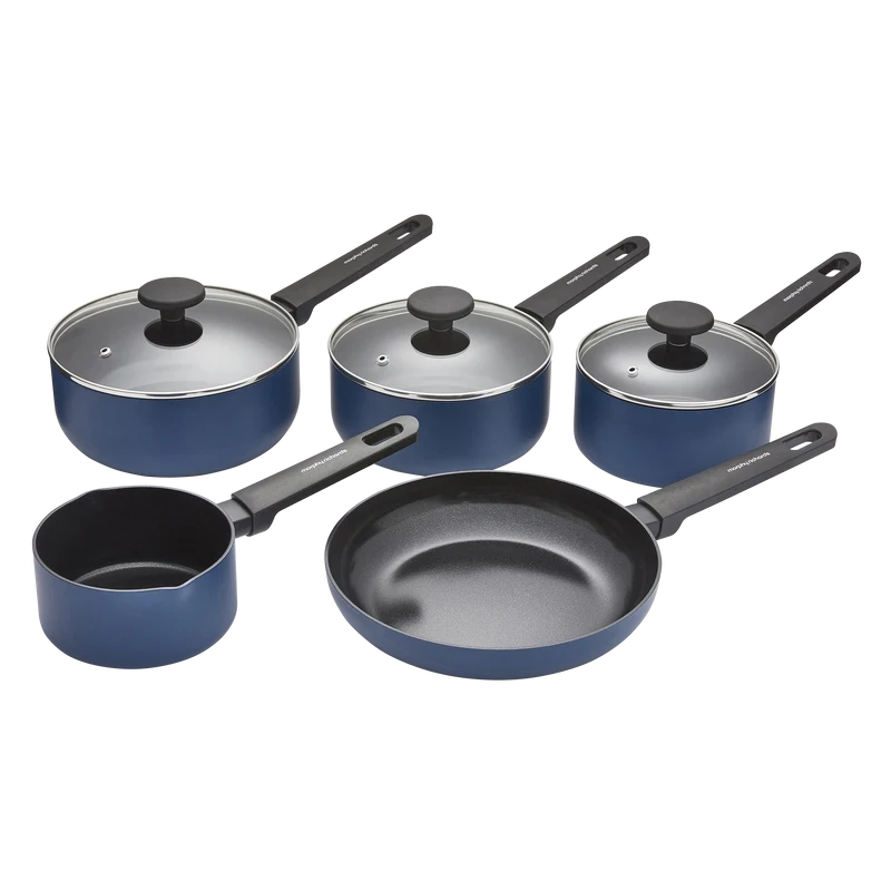 5 Piece Recycled Aluminium Saucepan Set - Blue