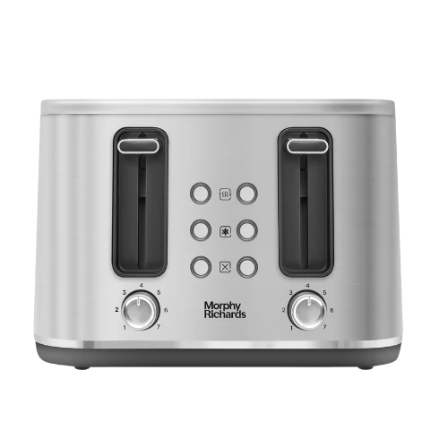 Motive Silver 4 Slice Toaster - Brushed Steel