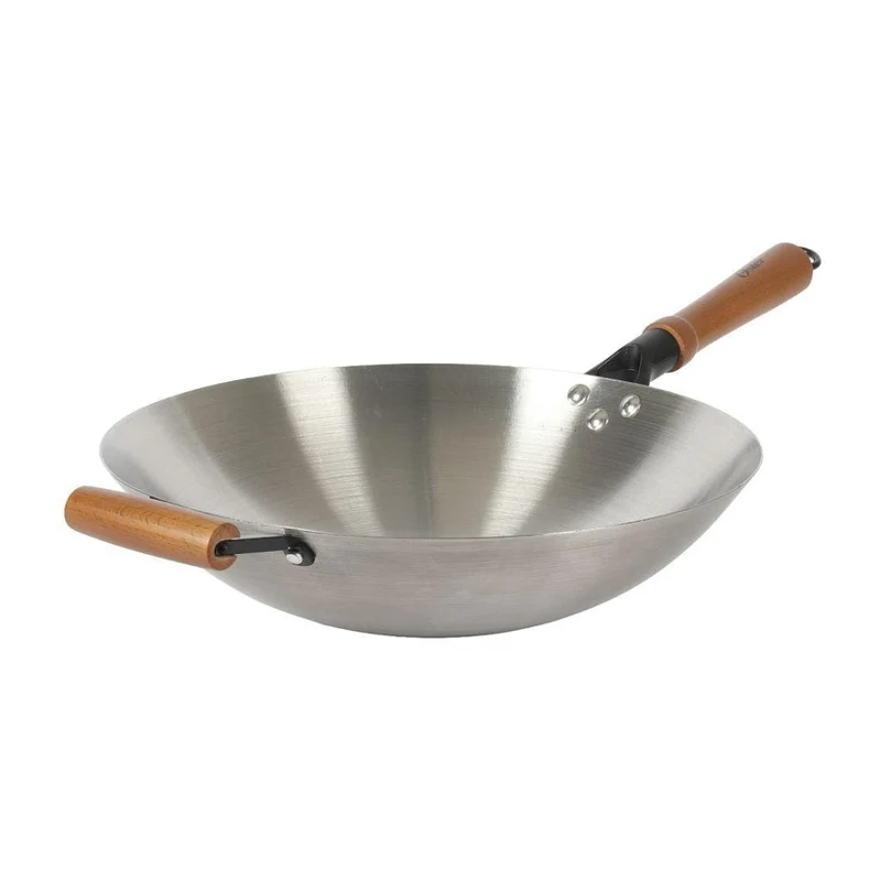 Oster Sartén Wok de Acero Inoxidable con Mango de Madera, 137514.01