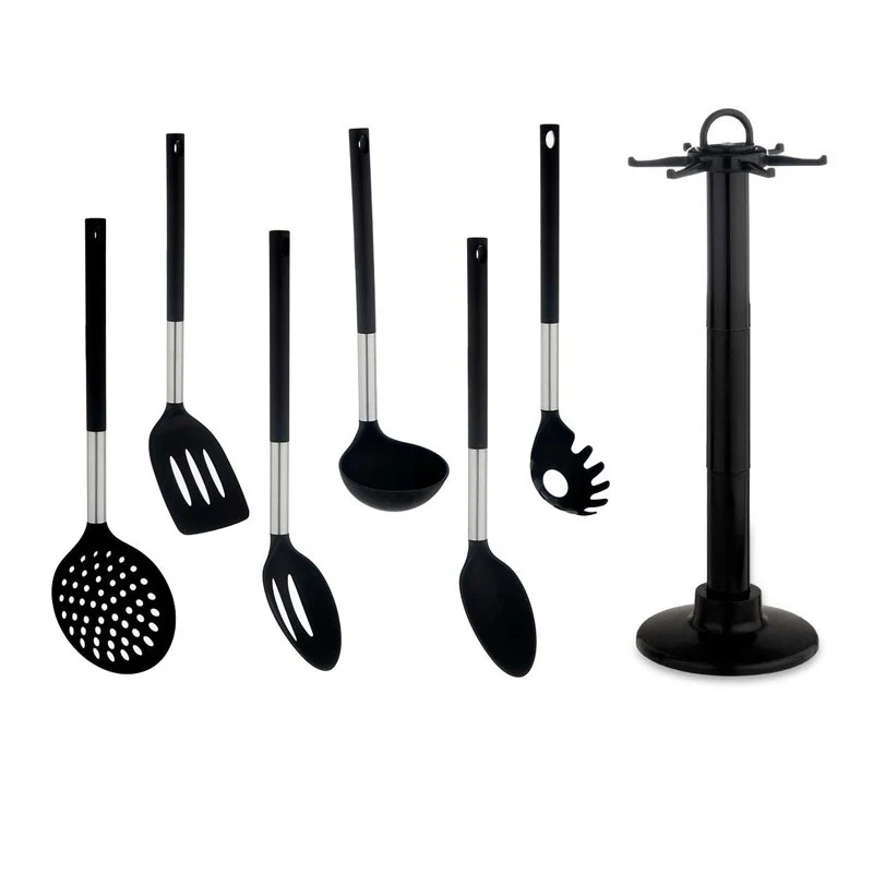 SET 7 PIEZAS UTENSILIOS COCINA NEGRO SILVER