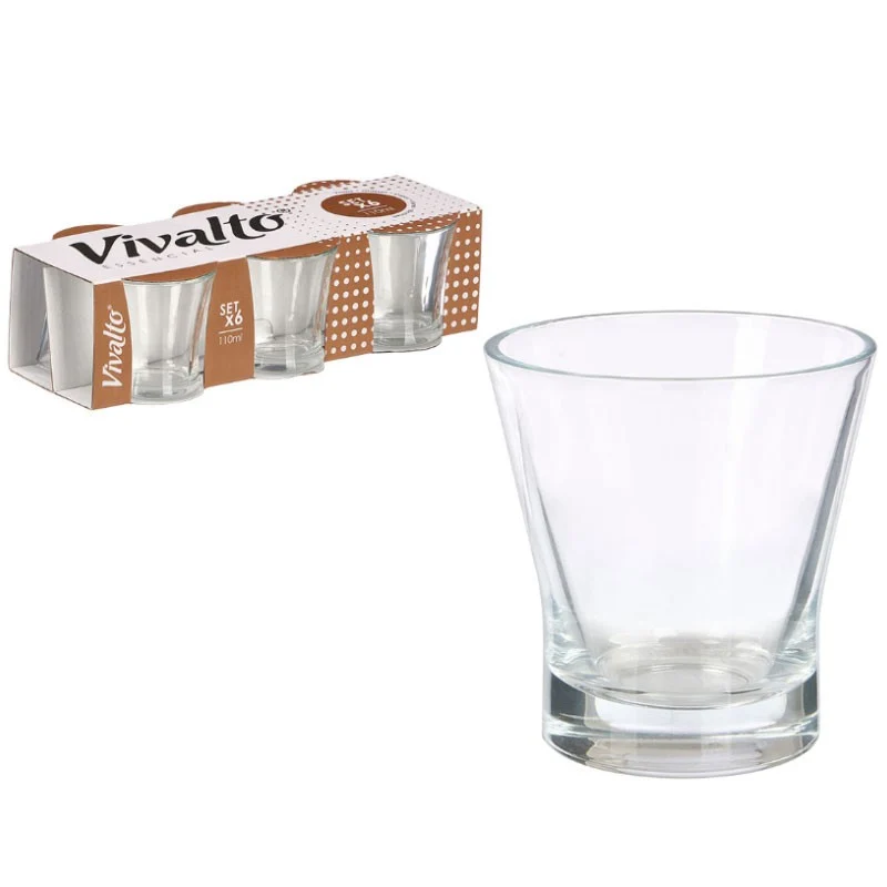 SET 6 VASOS CORTADO 110ML VIVALTO