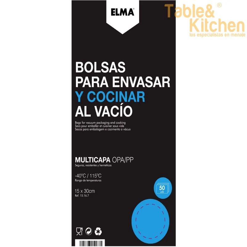BOLSAS PARA COCINAR AL VACIO 20X30CM 50UDS