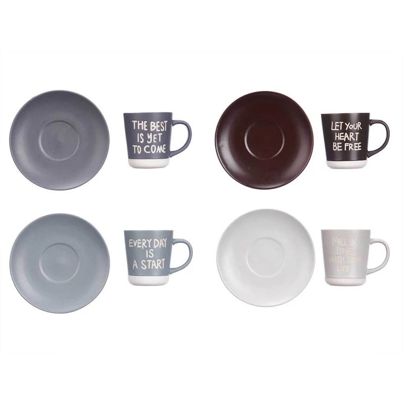 SET 4 TAZAS C/PLATO 180ML SURT.