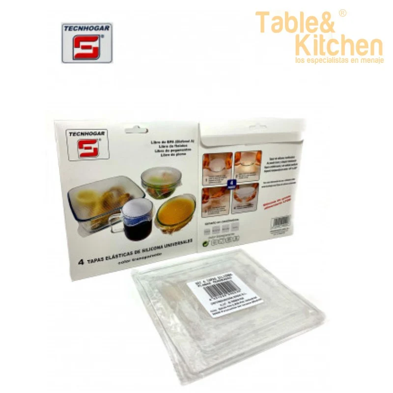 SET 4 TAPAS ELASTICAS CUADRADAS PLANAS DE SILICONA