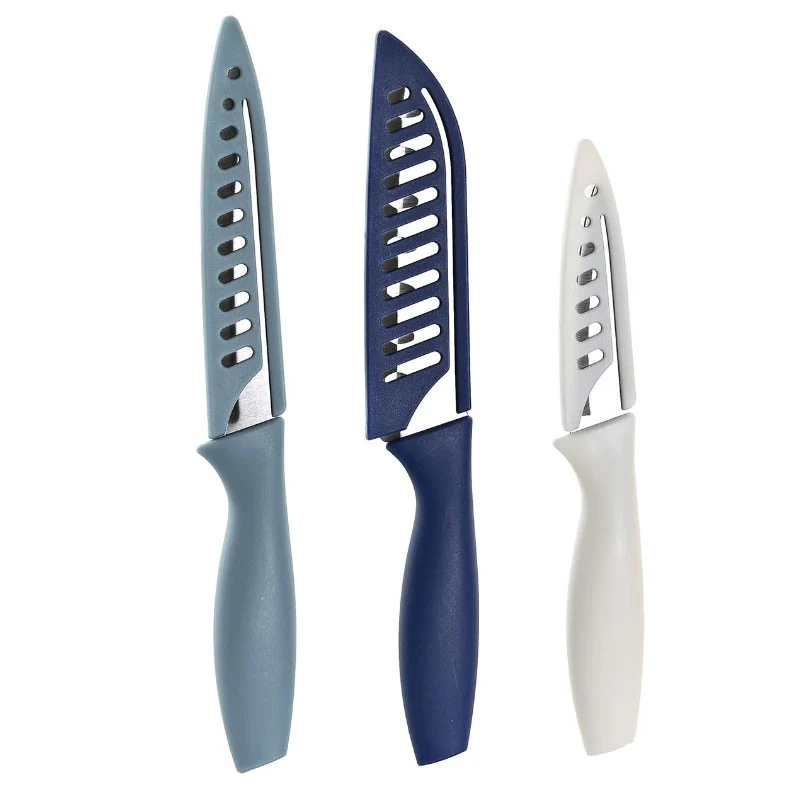 SET 3 CUCHILLOS INOX PP COLORES SURTIDOS