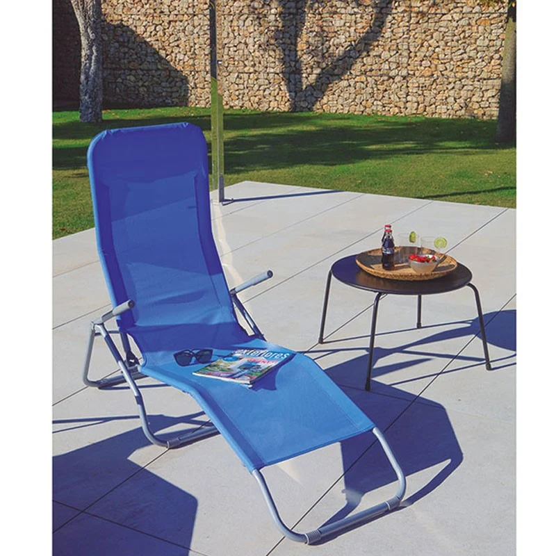 SET 2 TUMBONAS ACERO/TEXTILENE RECLINABLES AZUL