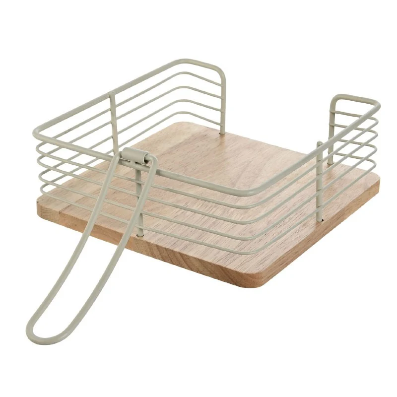SERVILLETERO METAL RUBBERWOOD 18X18X7 2
