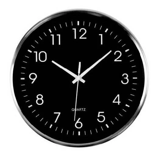 RELOJ PARED INOX NEGRO
