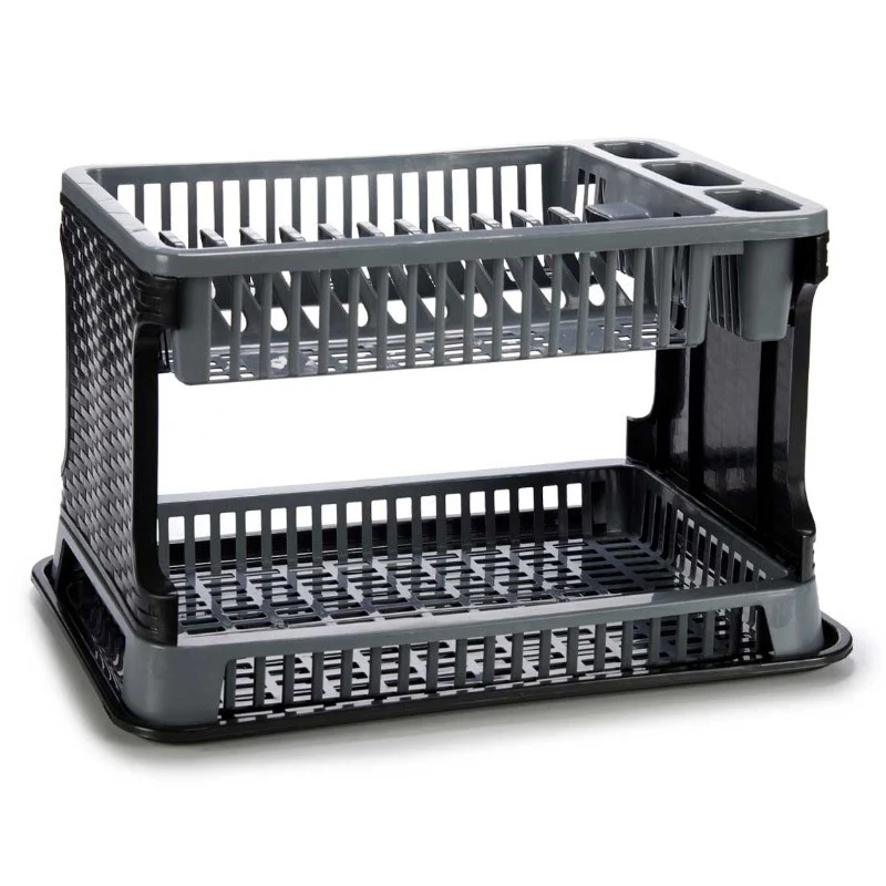 ESCURREPLATOS PLÁSTICO 2 PISOS GRIS