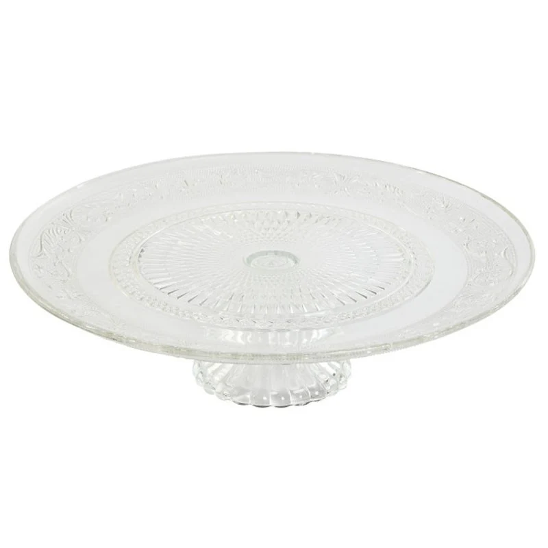 PLATO CRISTAL 33X9,4CM PIE GRABADO TRANSPARENTE