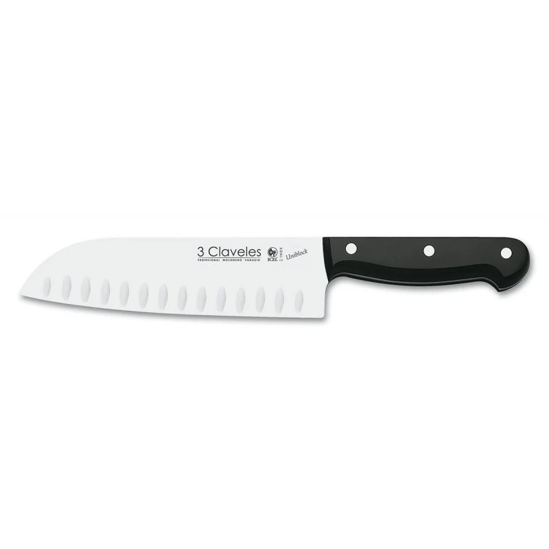 CUCHILLO SANTOKU ALVEOLADO UNIBLOCK 18CM 3C