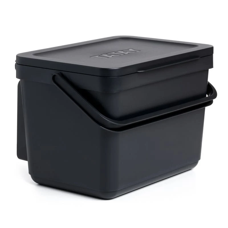 CUBO ORGANICO 6L SMART CON SOPORTE NEGRO