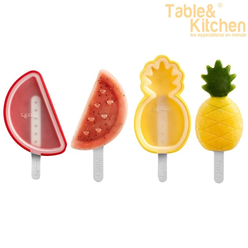 SET 4 MOLDES PARA HELADOS PIÑA Y SANDIA LEKUE