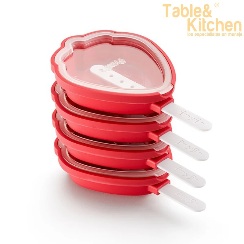 SET 4 MOLDES PARA HELADOS FRESA LEKUE