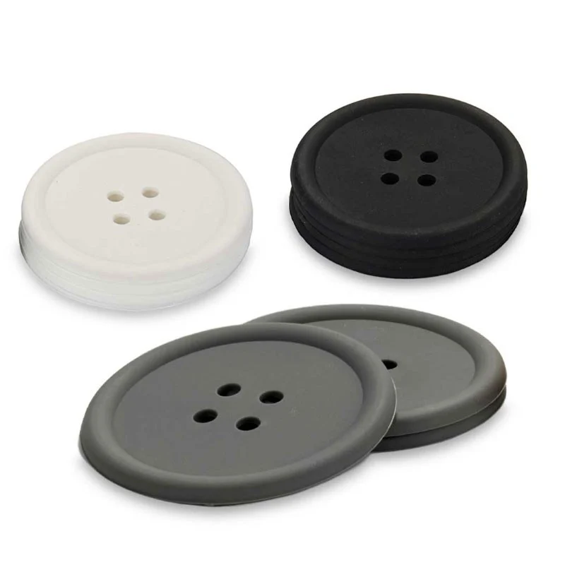 JUEGO DE 4 POSAVASOS DE SILICONA BOTON COLOR