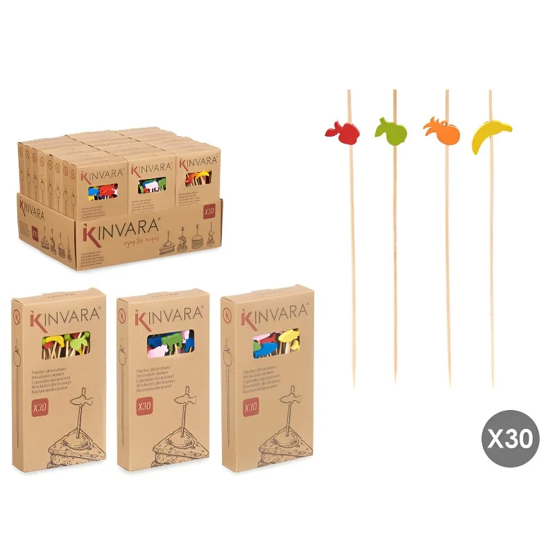 JUEGO 30 BROCHETAS COMIDA SURT 3 MOD